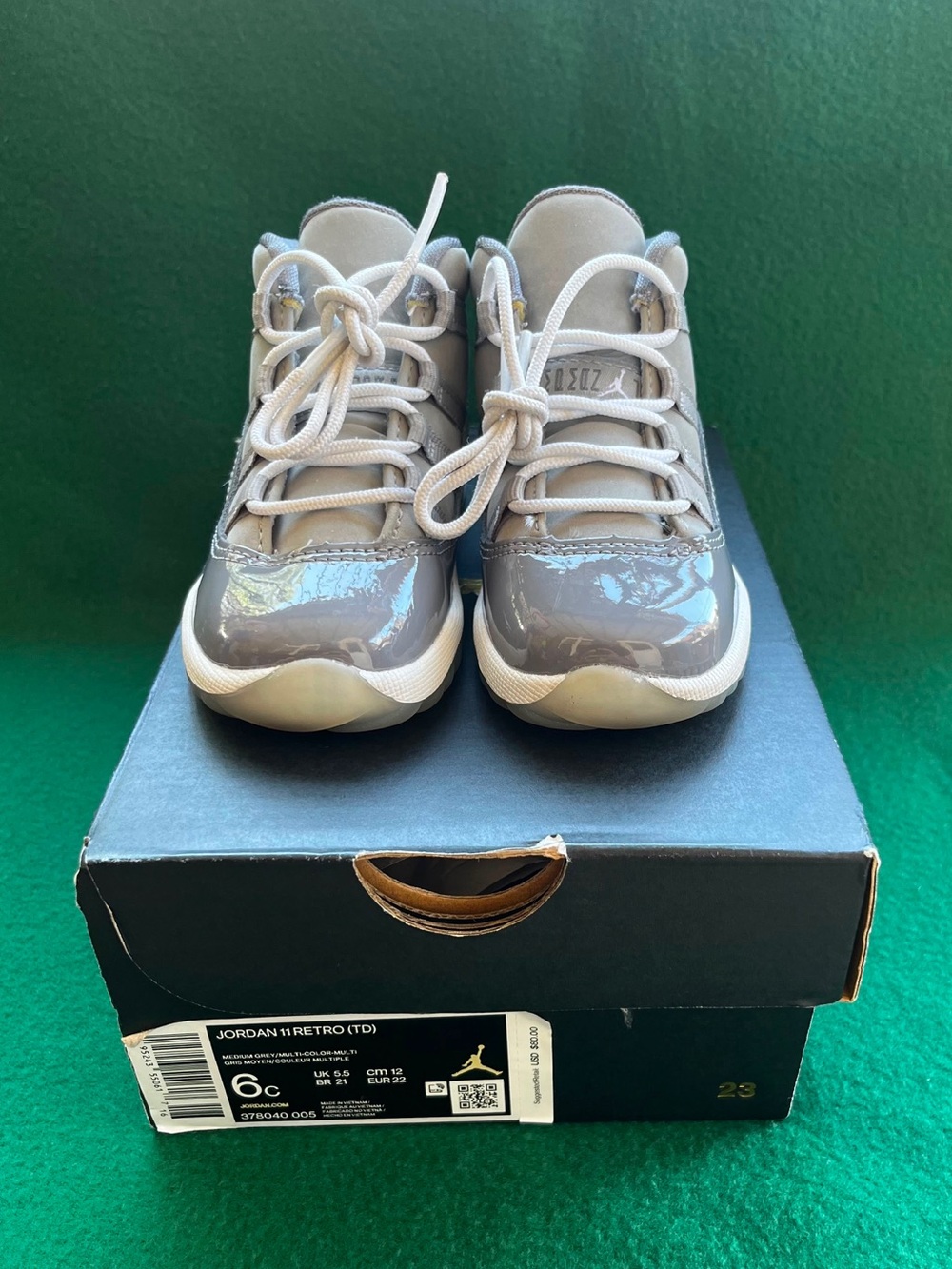 Jordan 11 Retro Toddler Sneakers in Grey and White